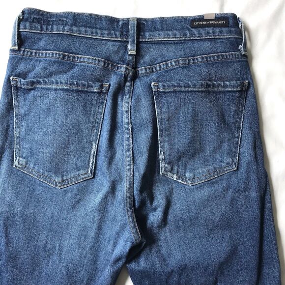 Citizens Of Humanity Olivia Crop 27 Blue Denim Jeans High Rise Slim Button Fly - Picture 14 of 14